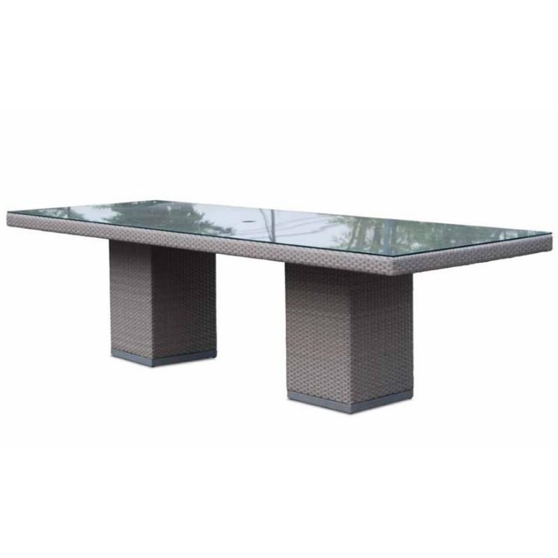 Pacific Dining - rectangular dining table with glass top (seats 8)