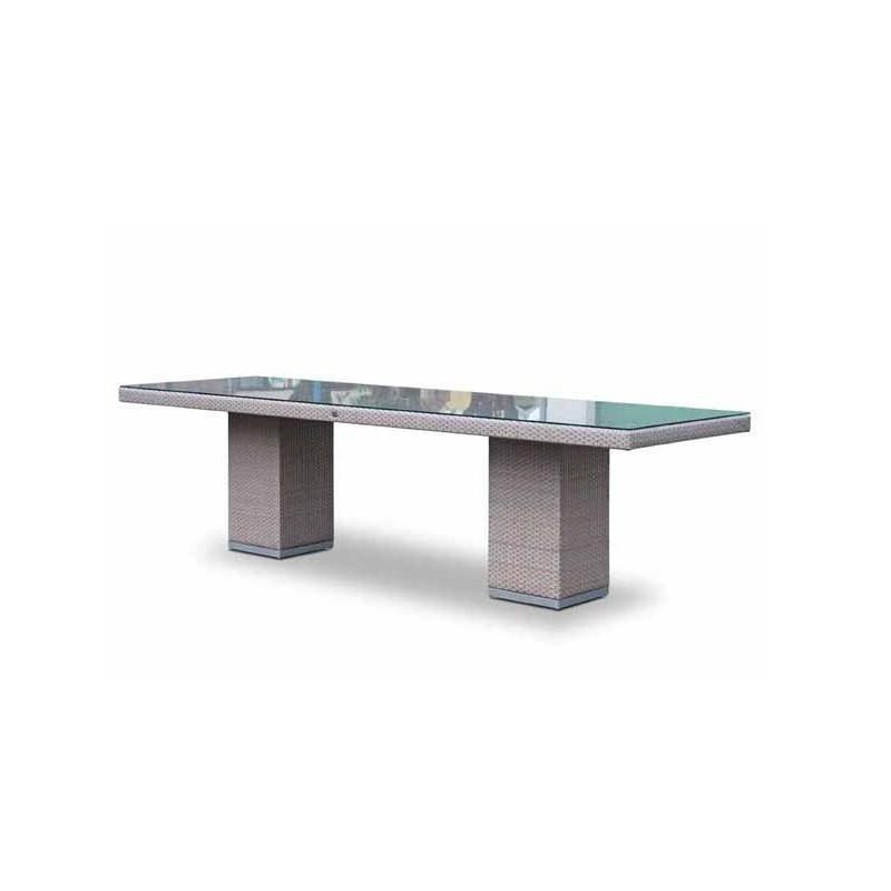 Pacific Dining - rectangular dining table (330x100) with glass top (seats 10)
