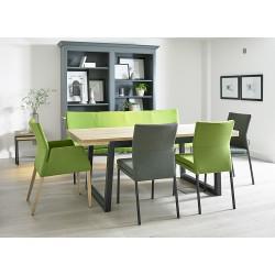 Thames Extending Dining Table with Four Dining Chairs and an Upholstered Bench