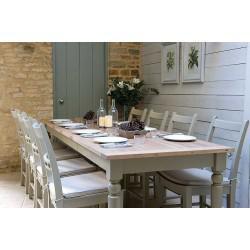 Suffolk Extending Oak Dining Table (150 - 230cm) and Six Painted Chairs with Cushions