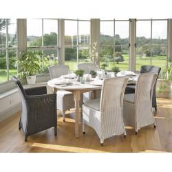 Sheldrake Extending Oak Table (110-270cm x 110cm) and Six Havana Lloyd Loom Dining Chairs with Cushions