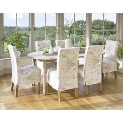 Sheldrake Extending Oak Table and Six Long Island Loose Cover Dining Chairs