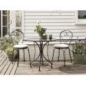 Boscombe bistro granite top garden table and chairs with black frames.