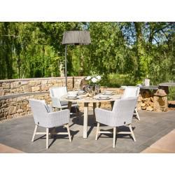 Derby Round Teak Outdoor Dining Table with Four Lisboa Dining Chairs