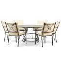 Cheltenham round 6-seater dining table and six carvers.