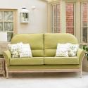 The Hardy large sofa in Linara Leaf with Orchard Blossom and Spot Leaf scatters