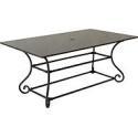 Cheltenham six-seater wrought iron garden dining table with granite top. 