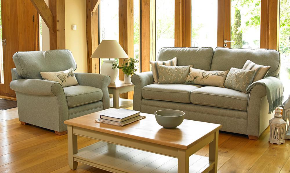 Malvern sofa and armchair in Zeta, Mineral