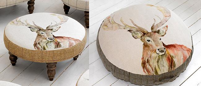 stag cushion and footstoop