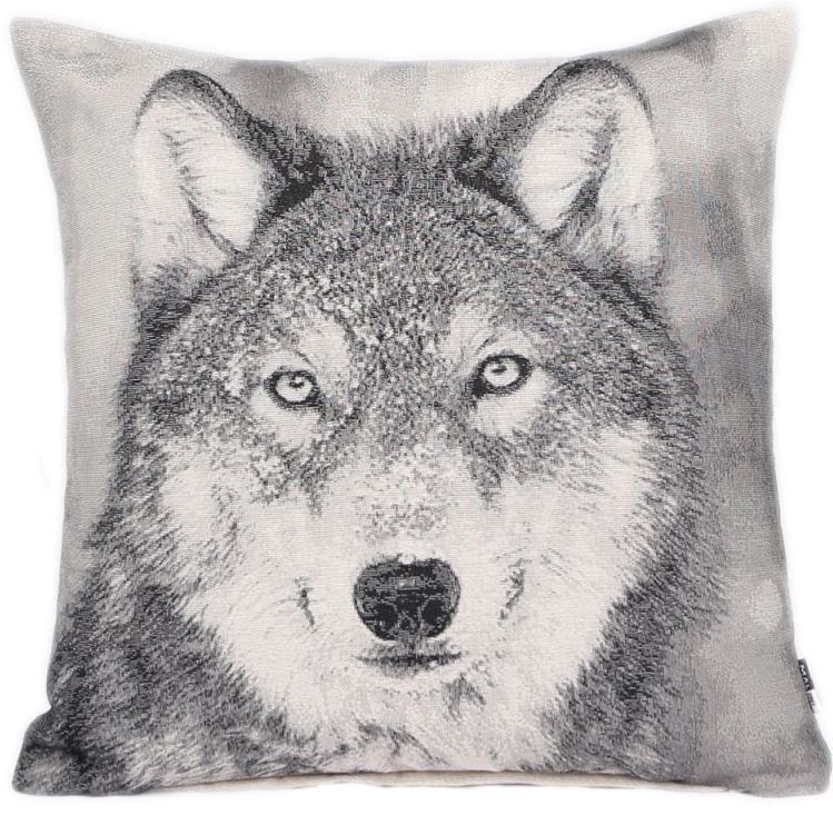 wolf cushion black